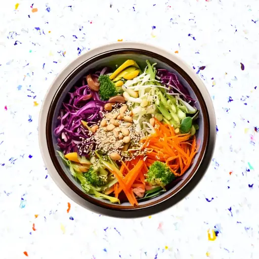 Salade de crudité, sauce à l'asiatique